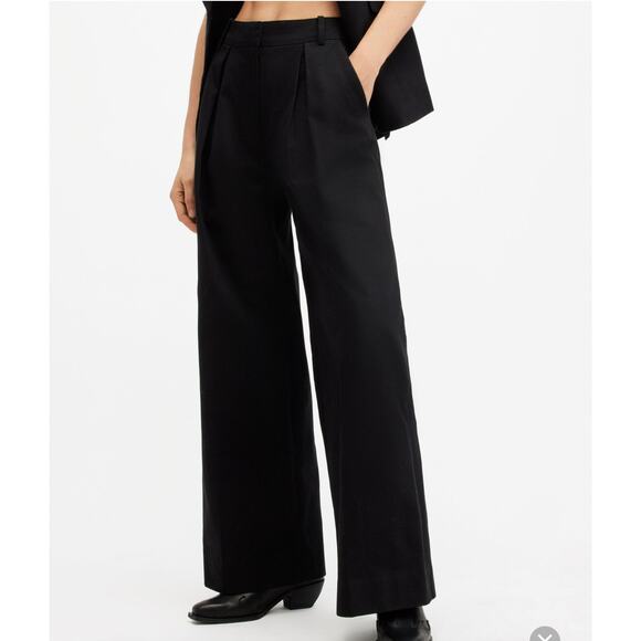 ALLSAINTS Pants - ALL SAINTS Relaxed Fit Wide Leg Pants Black High rise Women's Size 6